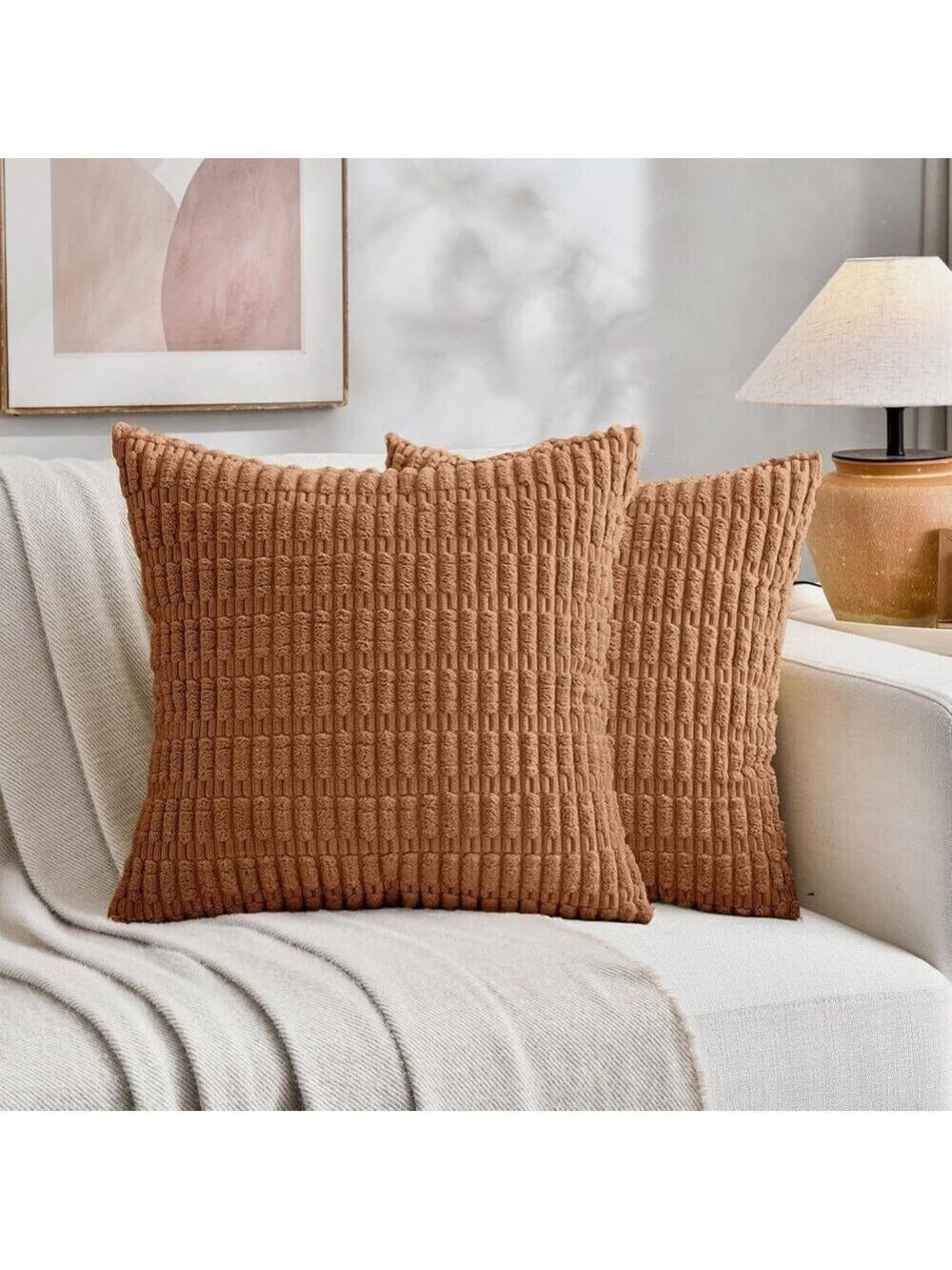 Sanmadrola Throw Pillow Covers Set of 2 Corduroy Decorative Pillow